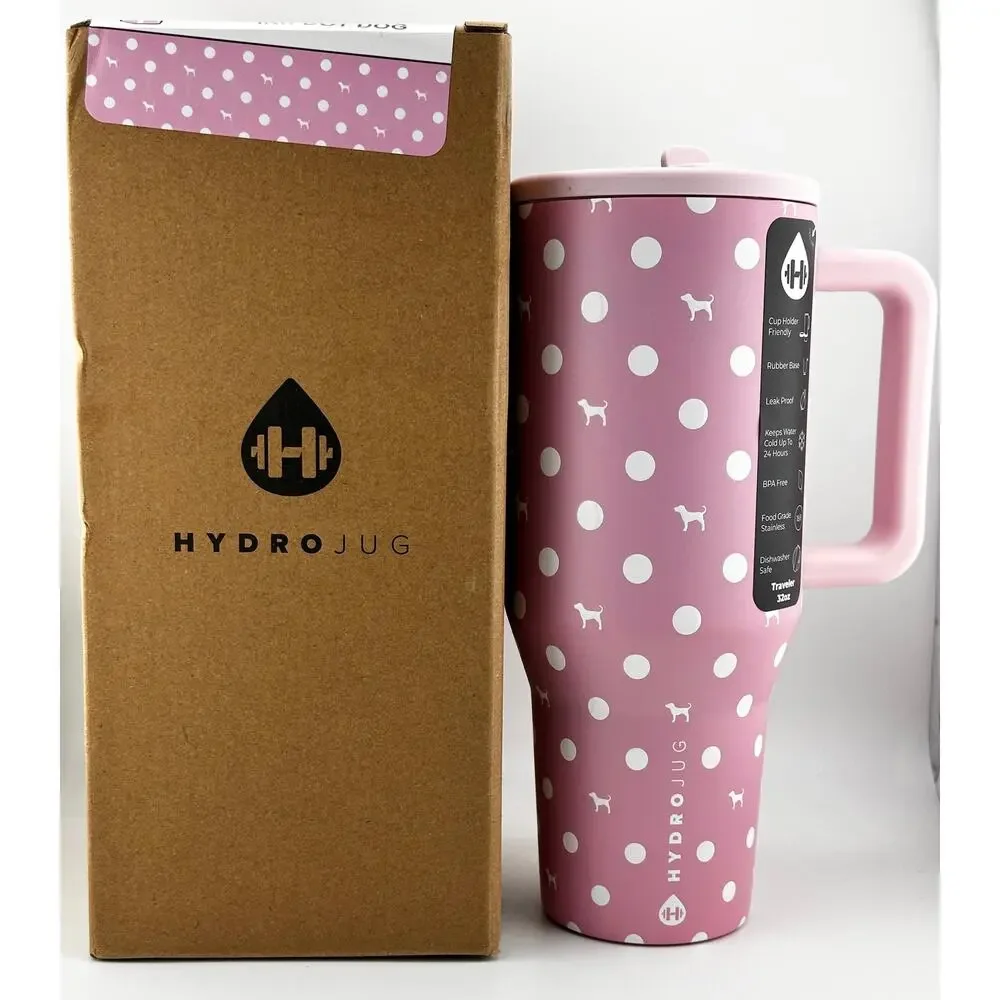 Hydrojug x VS PINK 32 oz Traveler, PINK DOT DOG